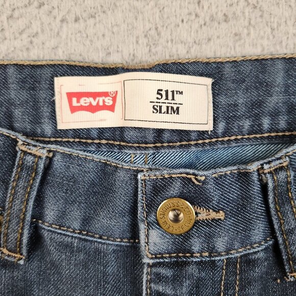 Levis 511 Jeans Boys 18 Reg Slim Fit Straight Leg Cotton Blend Modern Blue Denim - Picture 7 of 9